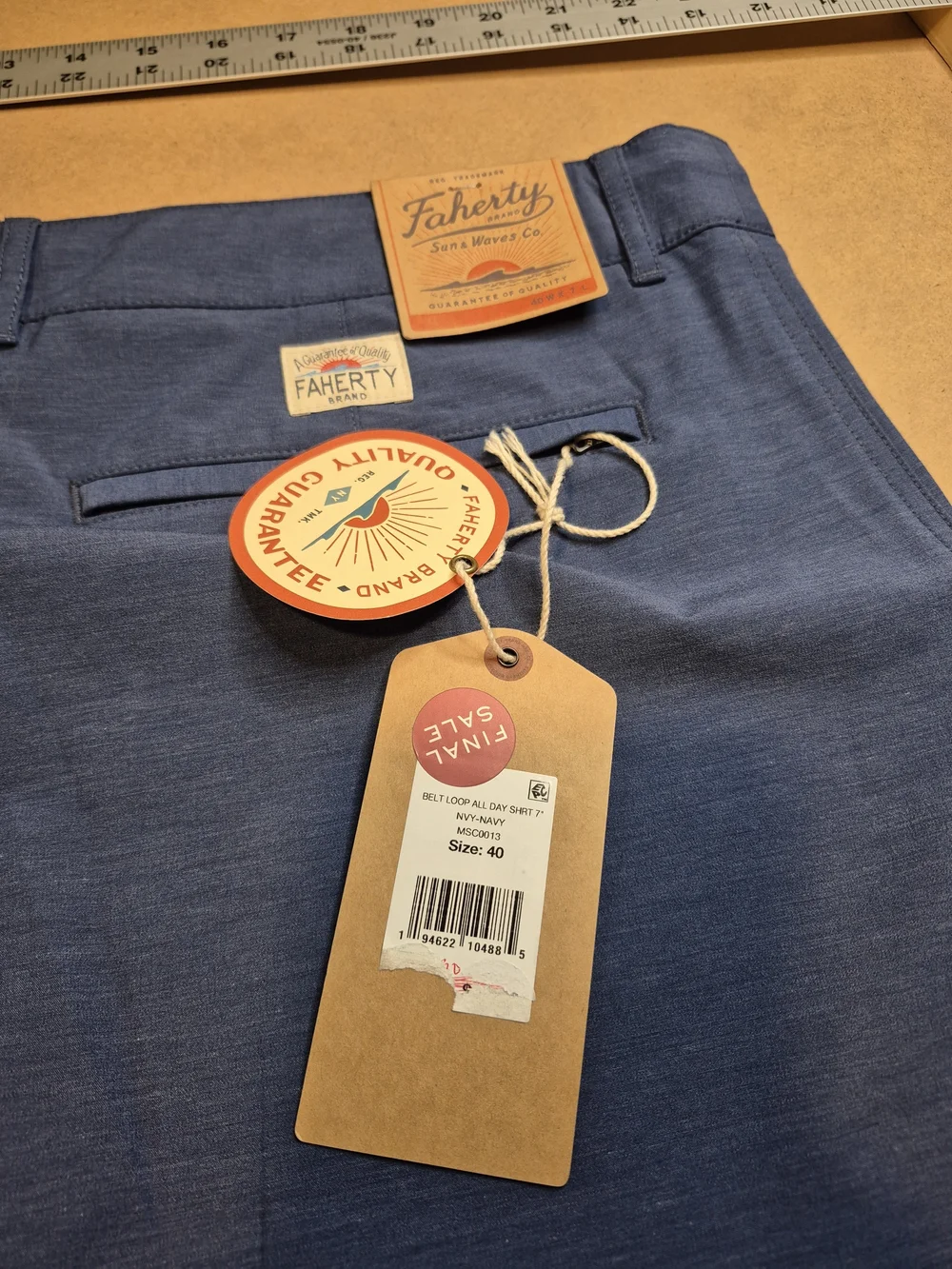 Faherty Navy Blue Flat-Front Performance Shorts 4567/7